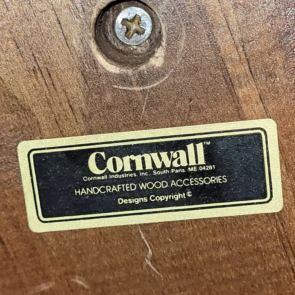Vtg 70s Handcrafted Cornwall Wood/Glass Condiment Tray Serving Dish Hostess